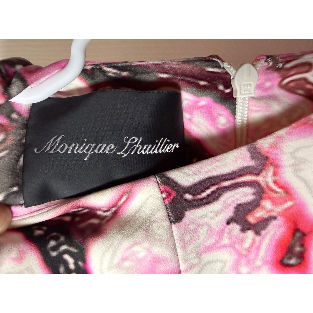 Monique Lhuillier Pink Abstract Sleeveless Dress | Size 4 - Picture 7 of 7